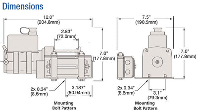 Superwinch UT3000 12v Utility Winch - Steel Cable - 1331200