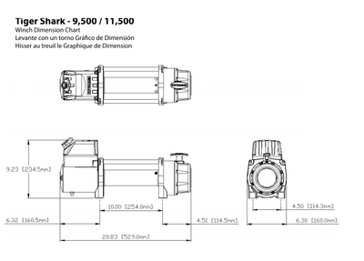 Superwinch Tiger Shark 9500SR 12v Winch - Synthetic Rope - 1595201